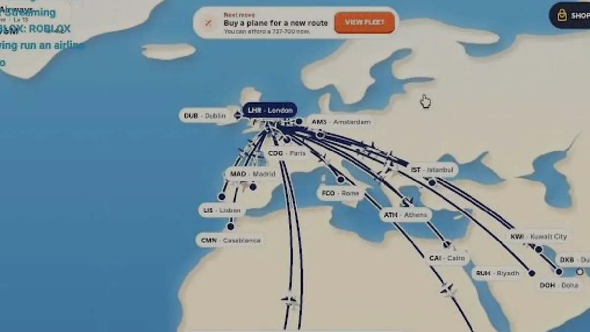 Red route warning banner in Run an Airline